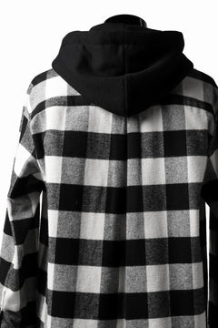 画像をギャラリービューアに読み込む, DEFORMATER.® HOODED SHIRT JACKET / HEAVY FLANNEL PLAID (WHITE×BLACK)