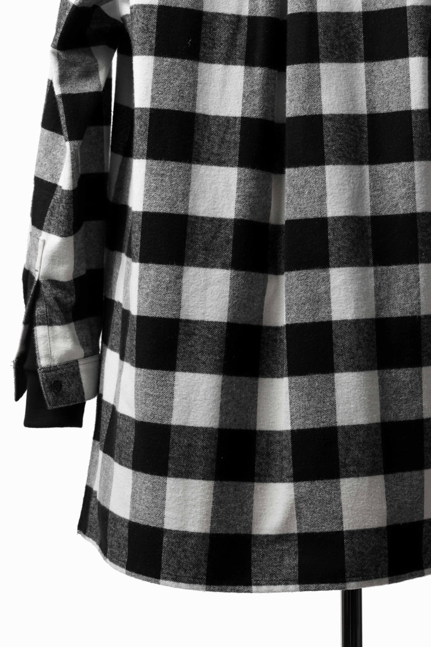 画像をギャラリービューアに読み込む, DEFORMATER.® HOODED SHIRT JACKET / HEAVY FLANNEL PLAID (WHITE×BLACK)