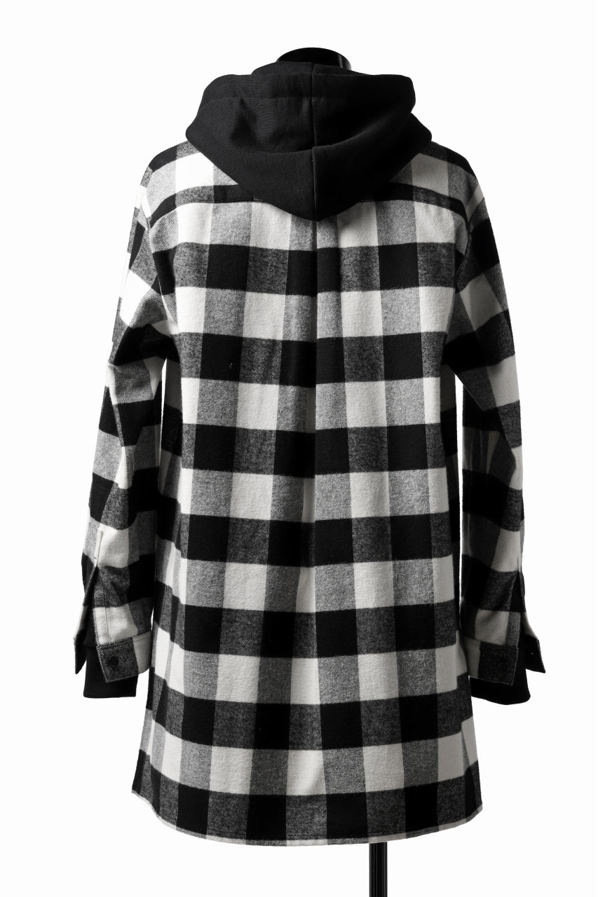 画像をギャラリービューアに読み込む, DEFORMATER.® HOODED SHIRT JACKET / HEAVY FLANNEL PLAID (WHITE×BLACK)