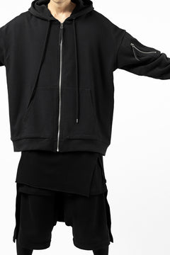 画像をギャラリービューアに読み込む, DEFORMATER.® BOMBER-HOODIE JACKET / SWEAT+WAFFLE JERSEY (BLACK)