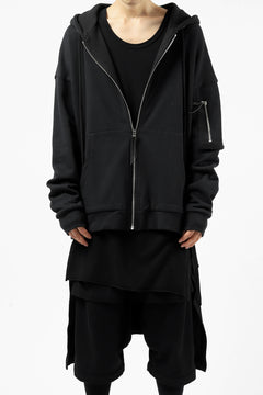 画像をギャラリービューアに読み込む, DEFORMATER.® BOMBER-HOODIE JACKET / SWEAT+WAFFLE JERSEY (BLACK)