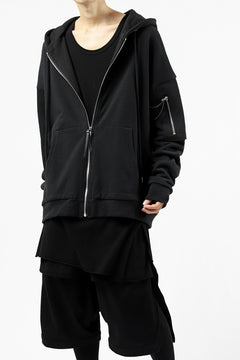 画像をギャラリービューアに読み込む, DEFORMATER.® BOMBER-HOODIE JACKET / SWEAT+WAFFLE JERSEY (BLACK)