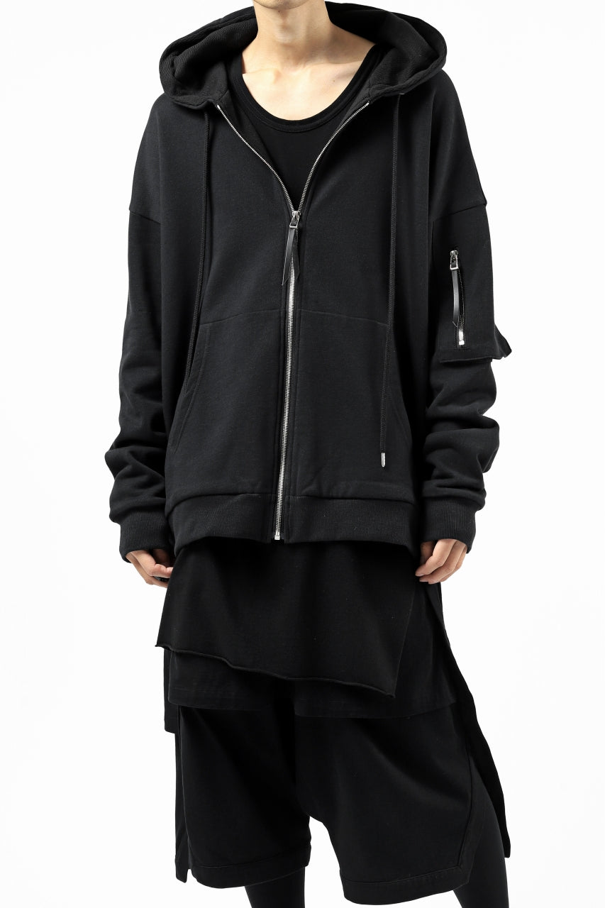 画像をギャラリービューアに読み込む, DEFORMATER.® BOMBER-HOODIE JACKET / SWEAT+WAFFLE JERSEY (BLACK)
