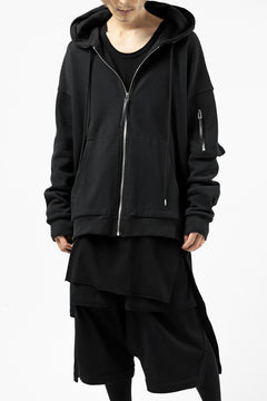 画像をギャラリービューアに読み込む, DEFORMATER.® BOMBER-HOODIE JACKET / SWEAT+WAFFLE JERSEY (BLACK)