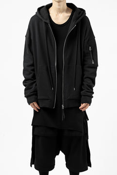 画像をギャラリービューアに読み込む, DEFORMATER.® BOMBER-HOODIE JACKET / SWEAT+WAFFLE JERSEY (BLACK)