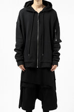 画像をギャラリービューアに読み込む, DEFORMATER.® BOMBER-HOODIE JACKET / SWEAT+WAFFLE JERSEY (BLACK)