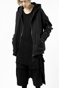 画像をギャラリービューアに読み込む, DEFORMATER.® BOMBER-HOODIE JACKET / SWEAT+WAFFLE JERSEY (BLACK)