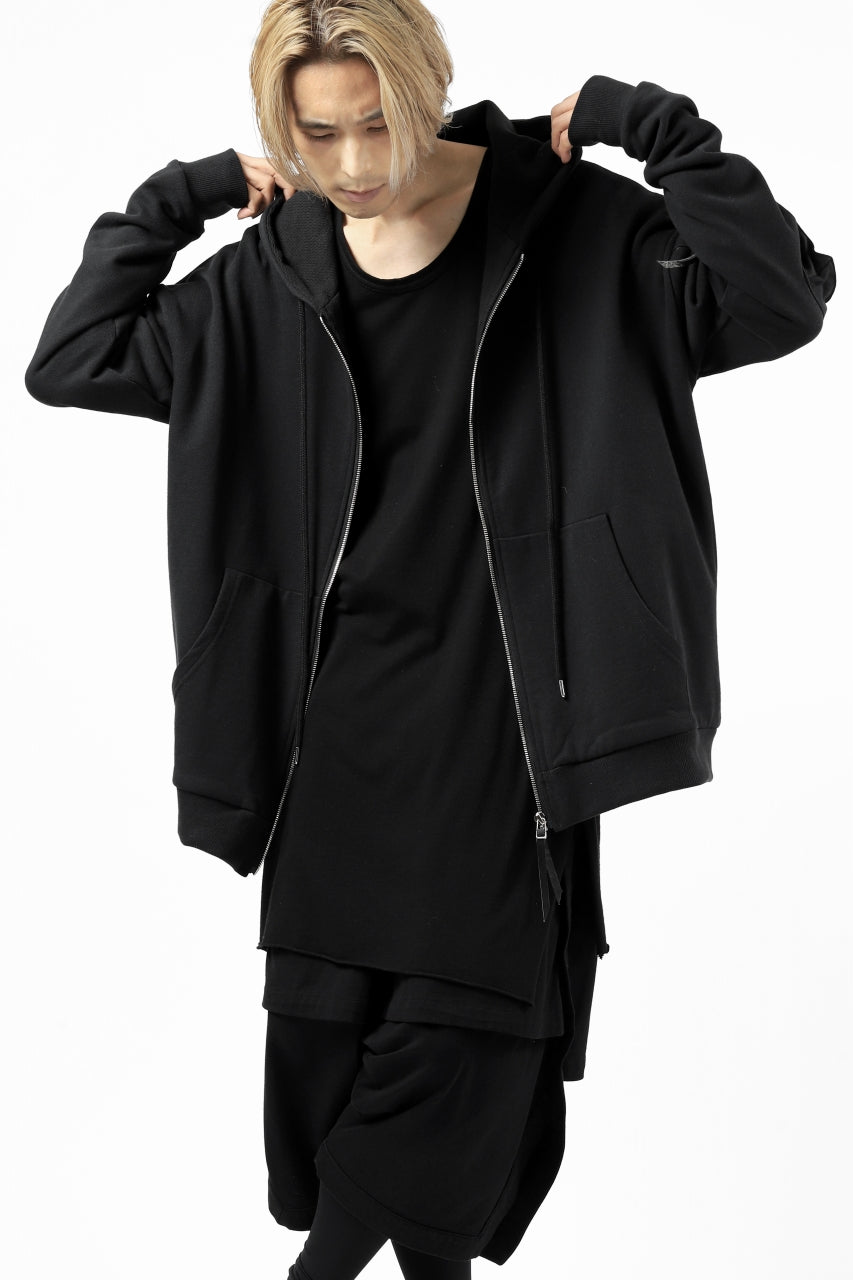 画像をギャラリービューアに読み込む, DEFORMATER.® BOMBER-HOODIE JACKET / SWEAT+WAFFLE JERSEY (BLACK)