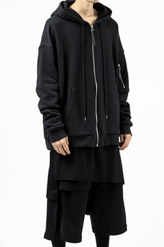 画像をギャラリービューアに読み込む, DEFORMATER.® BOMBER-HOODIE JACKET / SWEAT+WAFFLE JERSEY (BLACK)