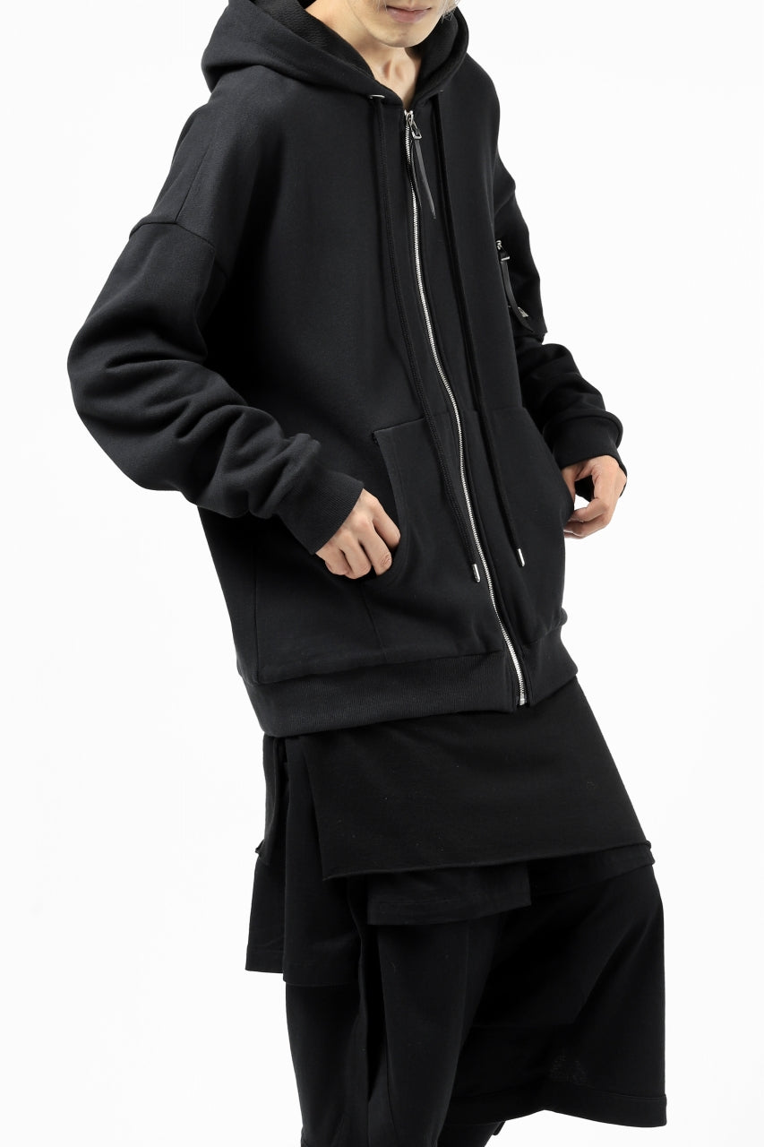 画像をギャラリービューアに読み込む, DEFORMATER.® BOMBER-HOODIE JACKET / SWEAT+WAFFLE JERSEY (BLACK)