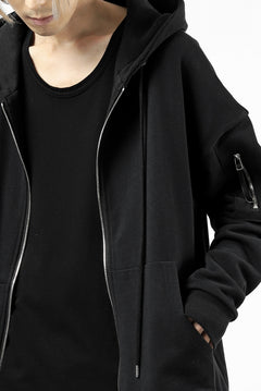 画像をギャラリービューアに読み込む, DEFORMATER.® BOMBER-HOODIE JACKET / SWEAT+WAFFLE JERSEY (BLACK)