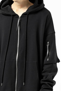 画像をギャラリービューアに読み込む, DEFORMATER.® BOMBER-HOODIE JACKET / SWEAT+WAFFLE JERSEY (BLACK)