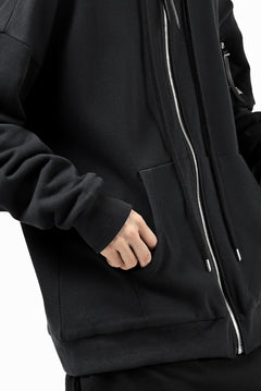 画像をギャラリービューアに読み込む, DEFORMATER.® BOMBER-HOODIE JACKET / SWEAT+WAFFLE JERSEY (BLACK)