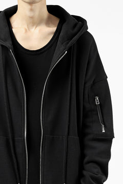 画像をギャラリービューアに読み込む, DEFORMATER.® BOMBER-HOODIE JACKET / SWEAT+WAFFLE JERSEY (BLACK)