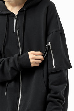 画像をギャラリービューアに読み込む, DEFORMATER.® BOMBER-HOODIE JACKET / SWEAT+WAFFLE JERSEY (BLACK)