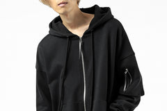 画像をギャラリービューアに読み込む, DEFORMATER.® BOMBER-HOODIE JACKET / SWEAT+WAFFLE JERSEY (BLACK)