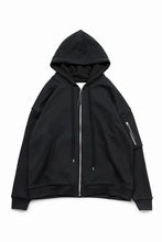 画像をギャラリービューアに読み込む, DEFORMATER.® BOMBER-HOODIE JACKET / SWEAT+WAFFLE JERSEY (BLACK)