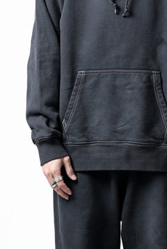 画像をギャラリービューアに読み込む, DEFORMATER.® THREE PROCESSING SWEAT HOODIE - DYED/BIO/FROST EFFECT (VINTAGE BLACK)