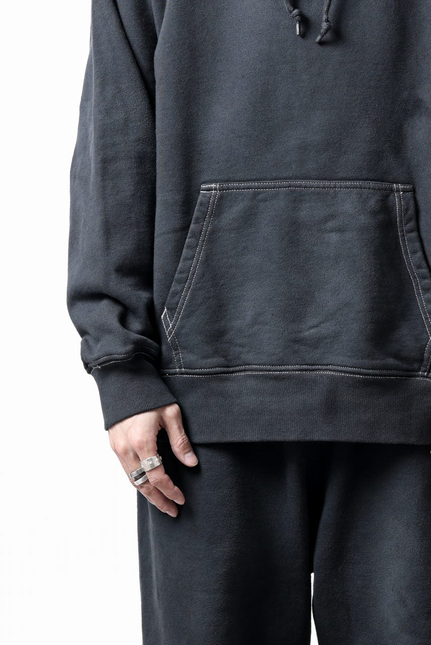 画像をギャラリービューアに読み込む, DEFORMATER.® THREE PROCESSING SWEAT HOODIE - DYED/BIO/FROST EFFECT (VINTAGE BLACK)
