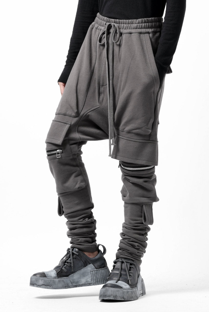 画像をギャラリービューアに読み込む, A.F ARTEFACT FLAP ZIP SARROUEL SKINNY PANTS / COTTON SWEAT (GREY)