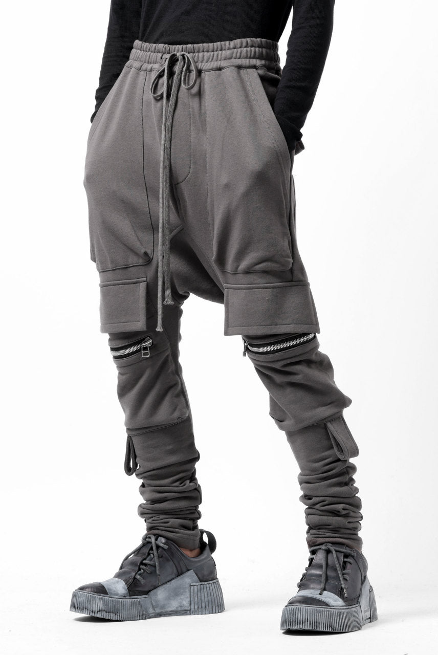 画像をギャラリービューアに読み込む, A.F ARTEFACT FLAP ZIP SARROUEL SKINNY PANTS / COTTON SWEAT (GREY)