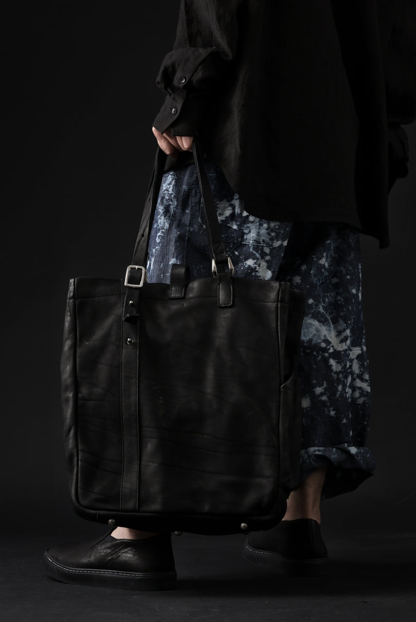 Load image into Gallery viewer, ISAMU KATAYAMA BACKLASH TOTE BAG / DOUBLE SHOULDER OBJECT DYED (BLACK) ※