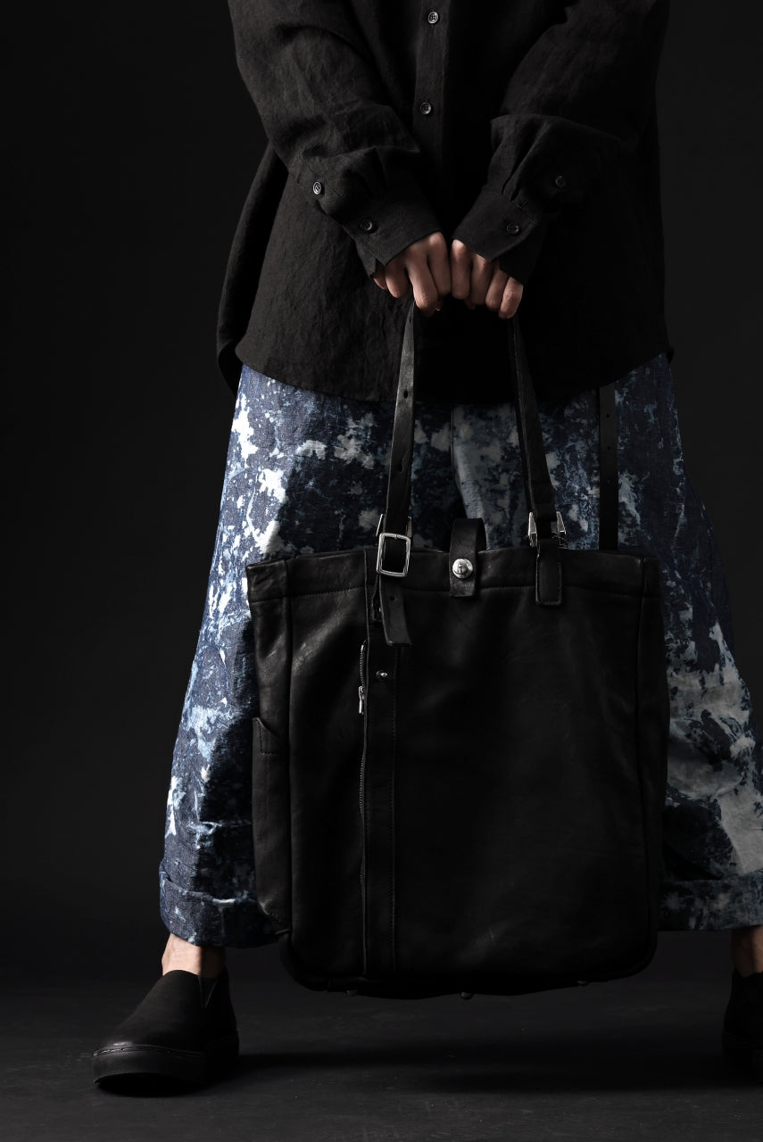 Load image into Gallery viewer, ISAMU KATAYAMA BACKLASH TOTE BAG / DOUBLE SHOULDER OBJECT DYED (BLACK) ※
