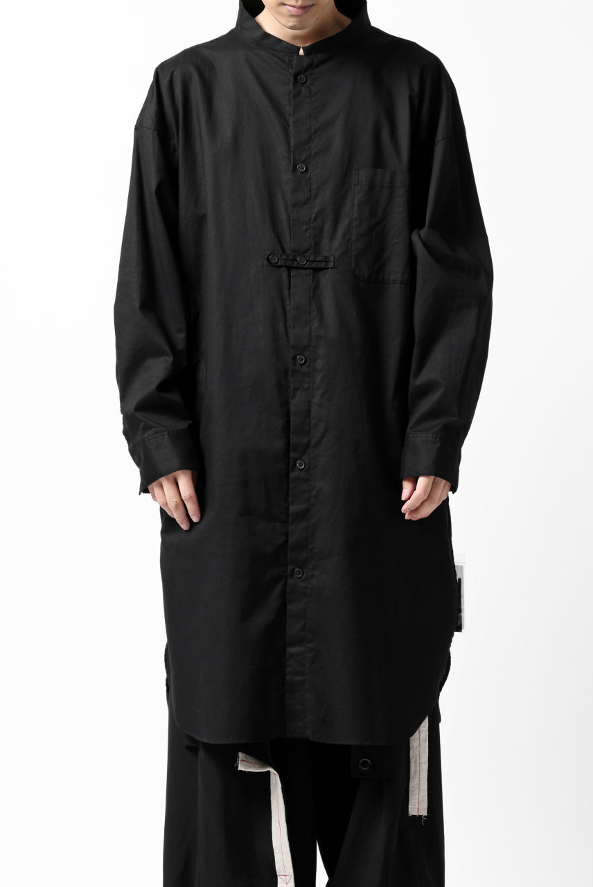 画像をギャラリービューアに読み込む, Y's STAND COLLAR LONG SHIRT / THIN TWILL (BLACK)