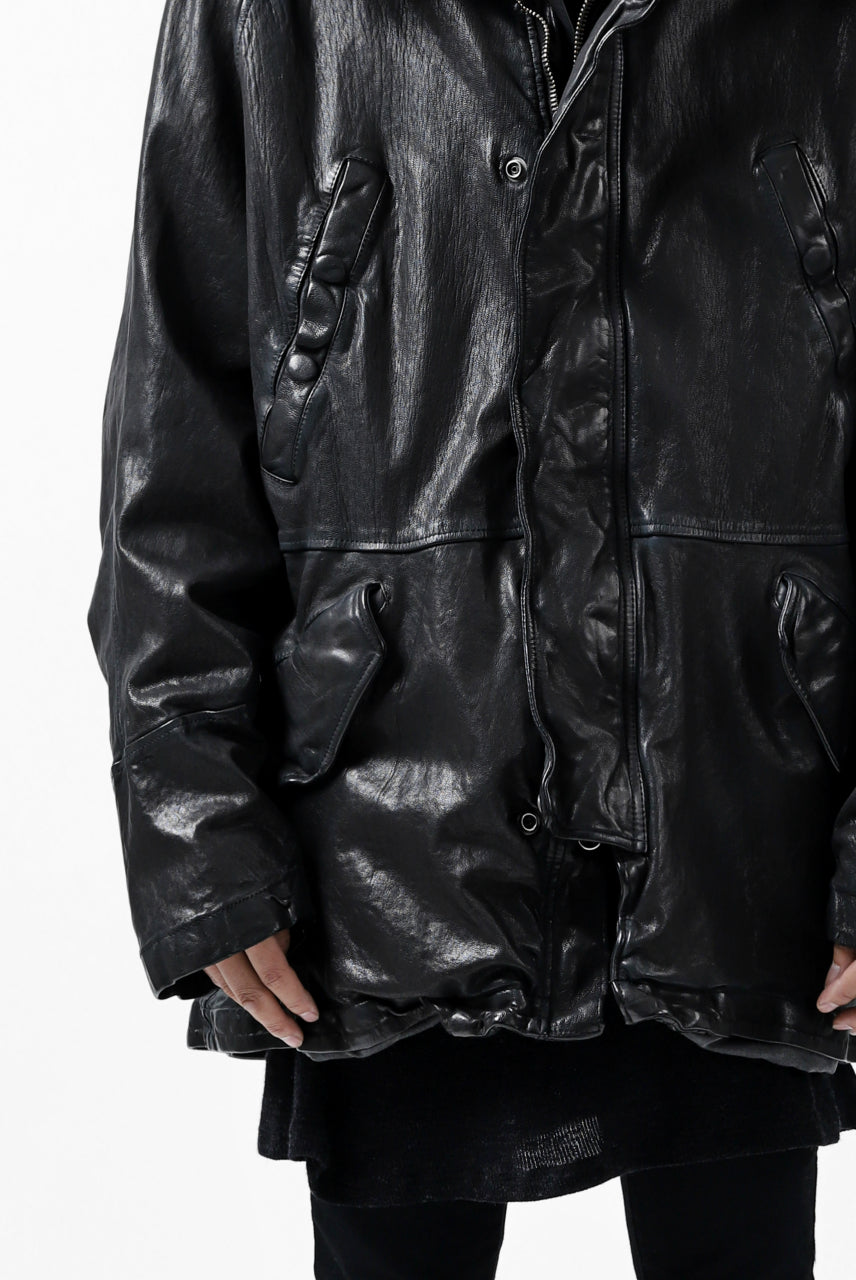 Load image into Gallery viewer, ISAMU KATAYAMA BACKLASH N-3B FLIGHT JACKET / GOAT LEATHER (GARMENT + SPRAY DYED BLACK)