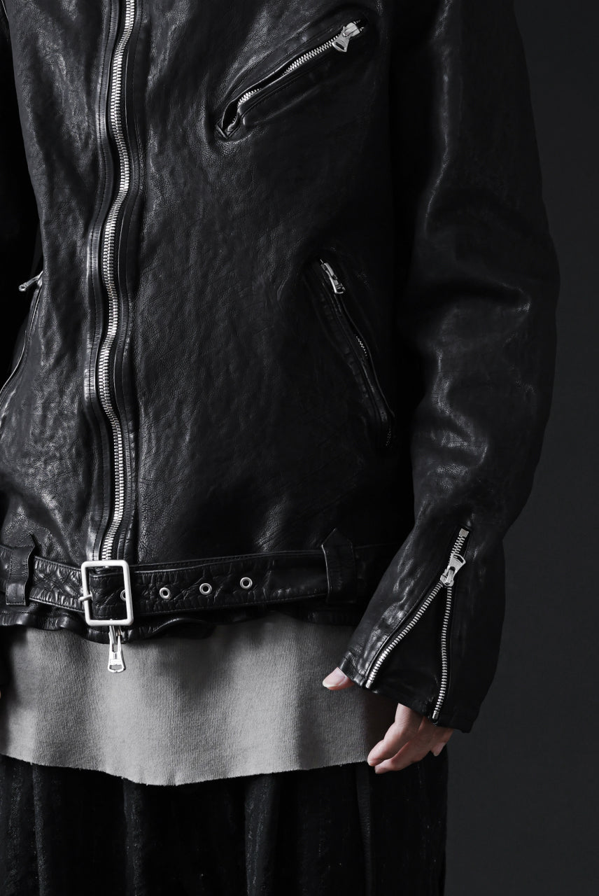 画像をギャラリービューアに読み込む, ISAMU KATAYAMA BACKLASH DOUBLE RIDERS JACKET "RELAX" / GARMENT WASHED JP CALF (BLACK)