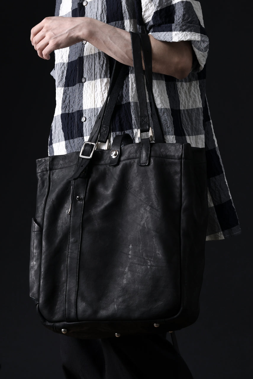 Load image into Gallery viewer, ISAMU KATAYAMA BACKLASH TOTE BAG / DOUBLE SHOULDER OBJECT DYED (BLACK) ※