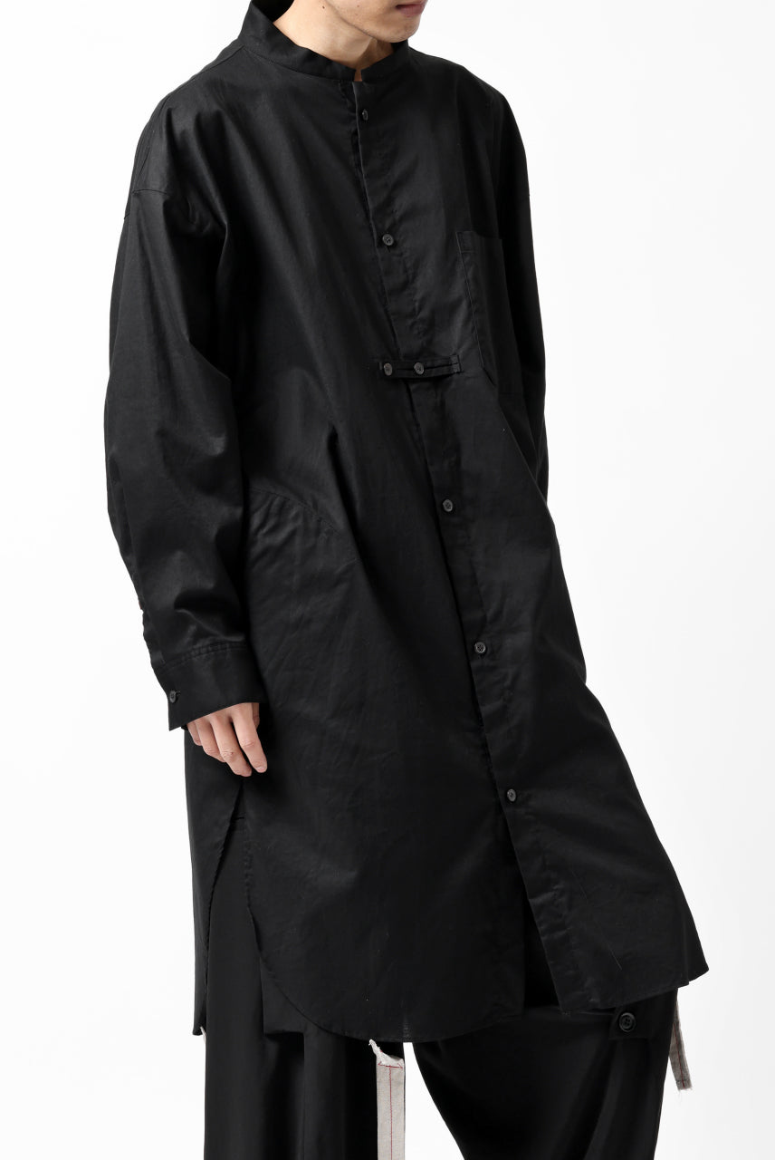 画像をギャラリービューアに読み込む, Y's STAND COLLAR LONG SHIRT / THIN TWILL (BLACK)