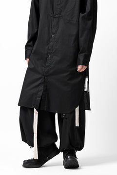 画像をギャラリービューアに読み込む, Y's STAND COLLAR LONG SHIRT / THIN TWILL (BLACK)