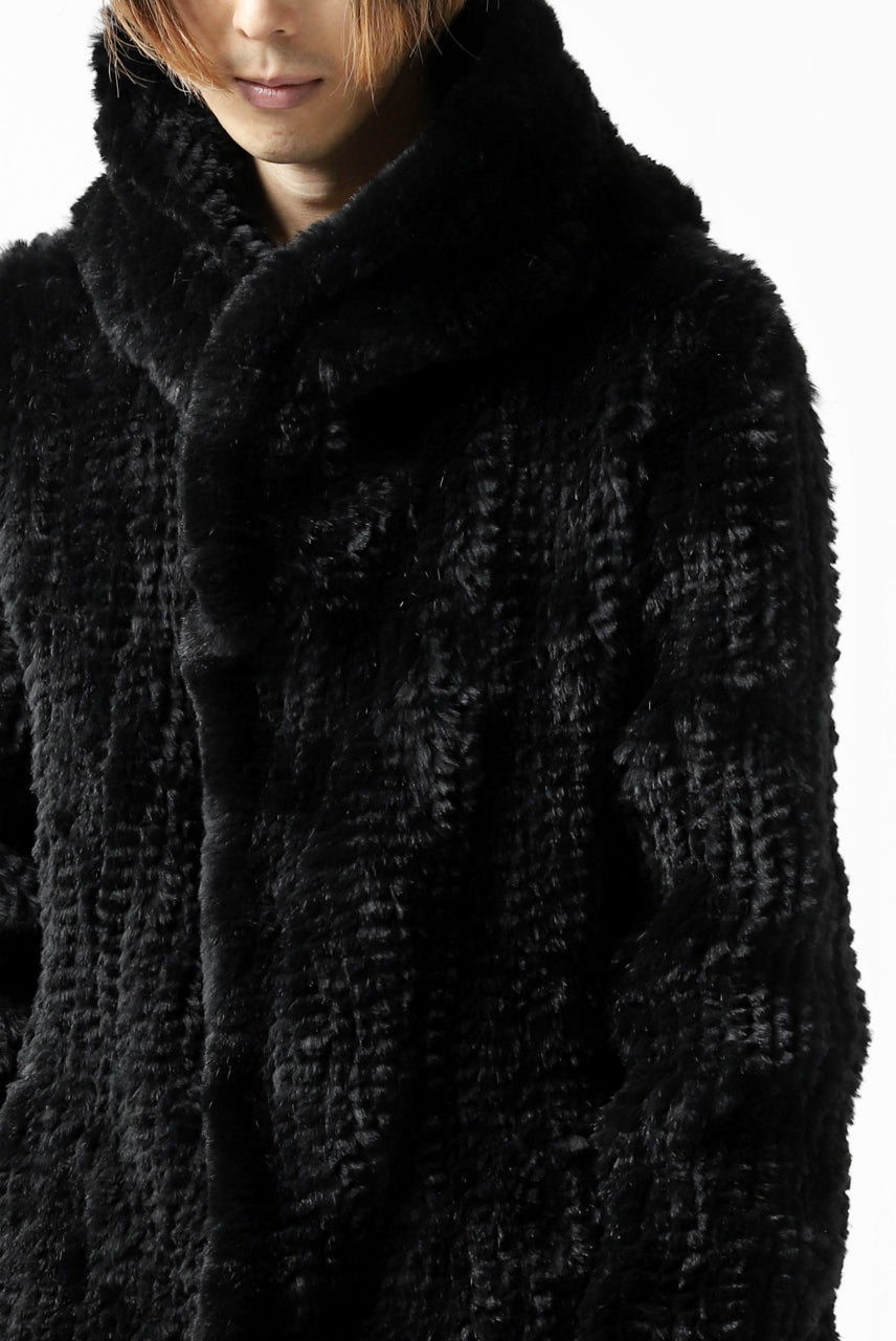 Load image into Gallery viewer, ISAMU KATAYAMA BACKLASH HOODIE KNIT BLOUSON / RABIT FUR (BLACK)