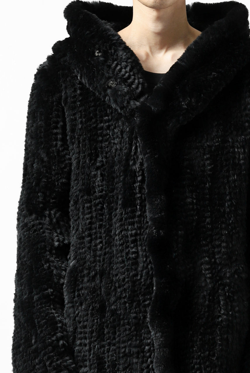 Load image into Gallery viewer, ISAMU KATAYAMA BACKLASH HOODIE KNIT BLOUSON / RABIT FUR (BLACK)