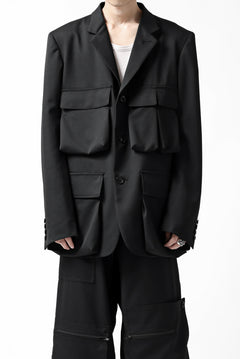 Load image into Gallery viewer, Y's BANG ON! No.163 GABARDINE SOLID POCKET JACKET (BLACK)