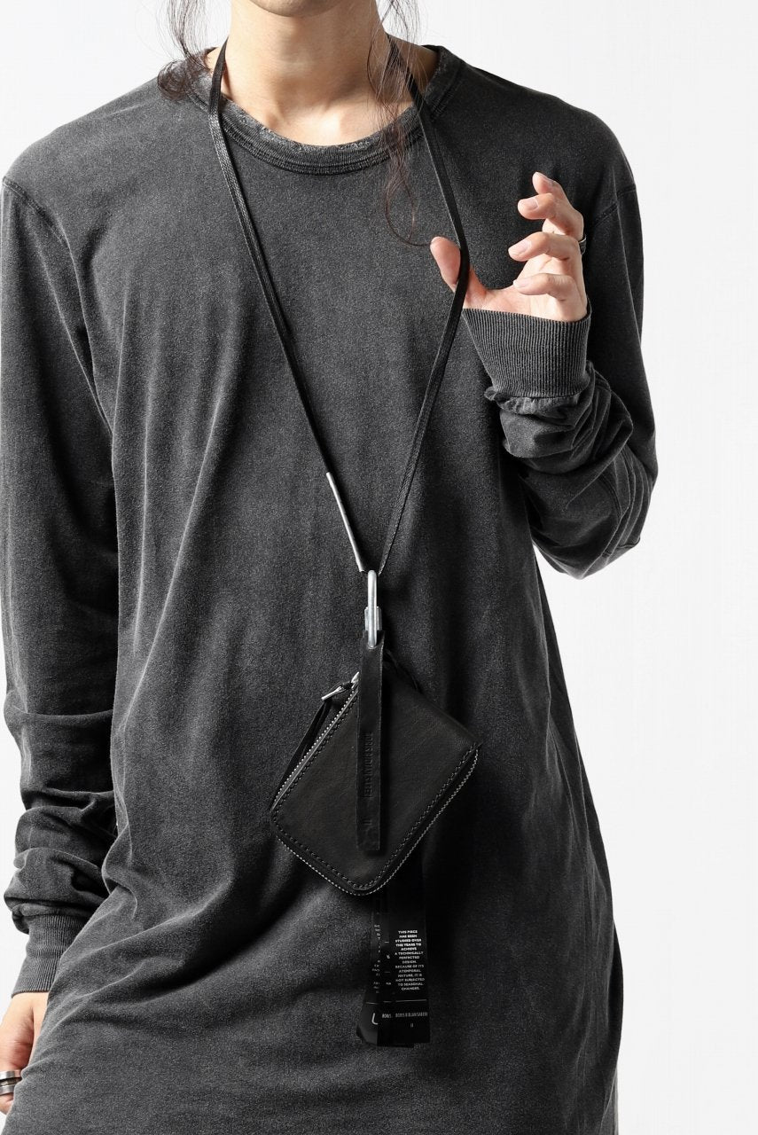 画像をギャラリービューアに読み込む, BORIS BIDJAN SABERI LEATHER WALLET with NECK STRAP / VEG TAN HORSE SKIN "WALLET2-F251" (BLACK)