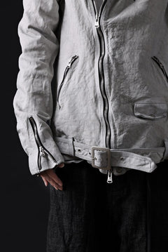 Load image into Gallery viewer, ISAMU KATAYAMA BACKLASH HOODED RIDERS JACKET / NATURAL DYED & GARMENT WASHED JP CALF (WHITE)