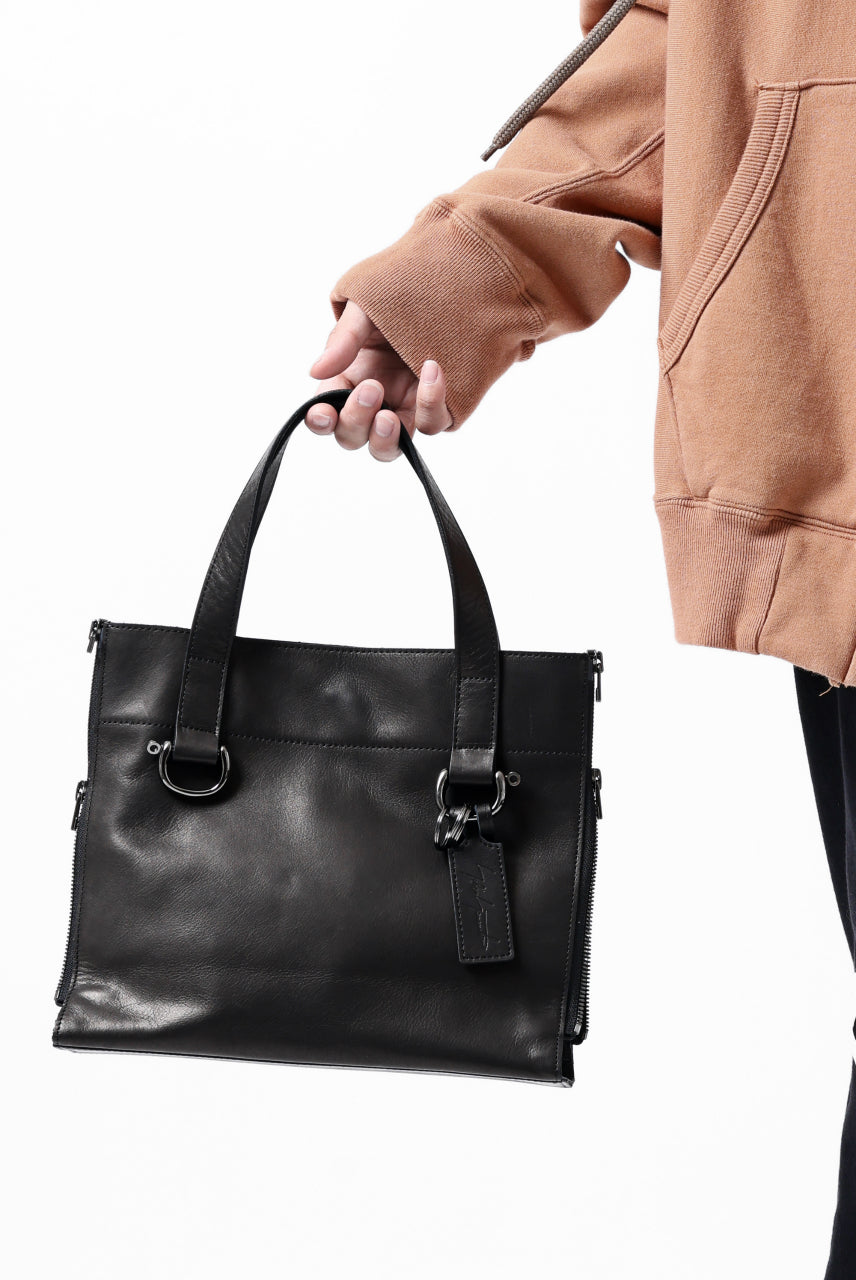 Load image into Gallery viewer, discord Yohji Yamamoto Side Zip Tote Bag S / Soft Shrink Cow Leather (BLACK)