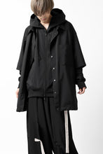 画像をギャラリービューアに読み込む, Y's....  HOODY LAYERED SHIRT ZIP BLOUSON / STRETCH TASSAH (BLACK)