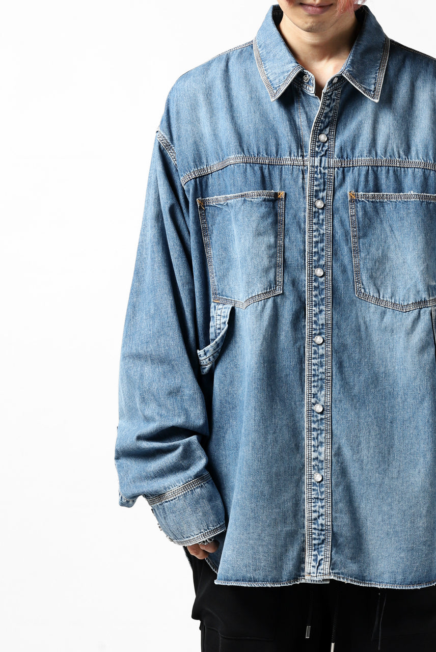 Load image into Gallery viewer, mastermind JAPAN WORK SHIRT / LIGHT OZ DENIM (INDIGO)