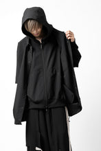 画像をギャラリービューアに読み込む, Y's....  HOODY LAYERED SHIRT ZIP BLOUSON / STRETCH TASSAH (BLACK)