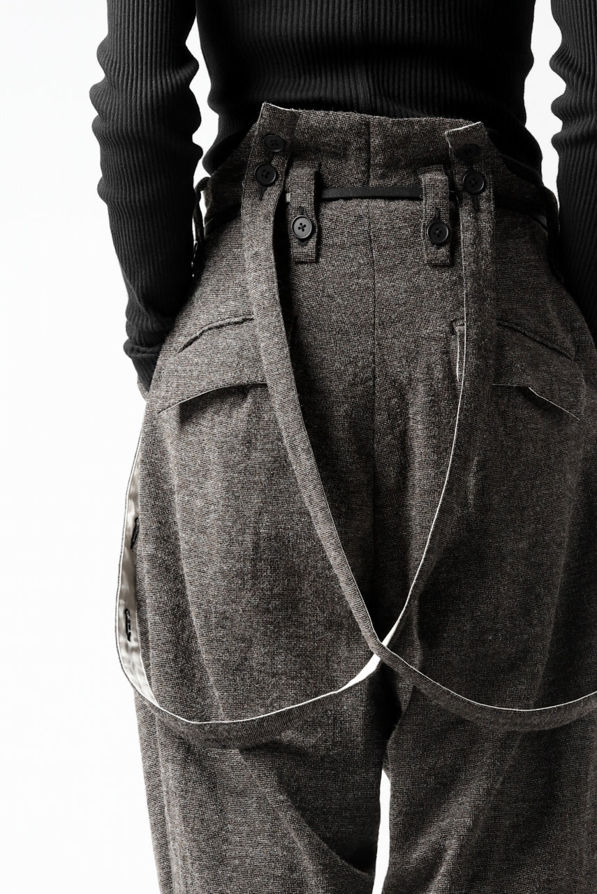 画像をギャラリービューアに読み込む, KLASICA BARREL-TWEED SUSPENDER TROUSERS / OFF TWEED WOOL (MIX)