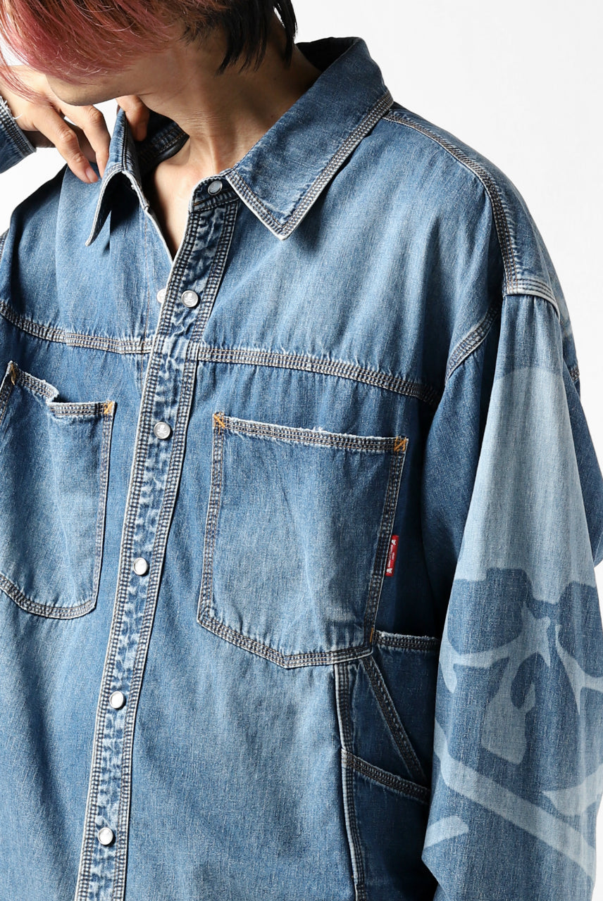 Load image into Gallery viewer, mastermind JAPAN WORK SHIRT / LIGHT OZ DENIM (INDIGO)