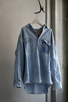 Load image into Gallery viewer, RESURRECTION HANDMADE vintage damage denim shirt (LIGHT BLUE)
