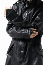 Load image into Gallery viewer, ISAMU KATAYAMA BACKLASH MODS COAT / GOAT LEATHER (GARMENT + SPRAY DYED BLACK)
