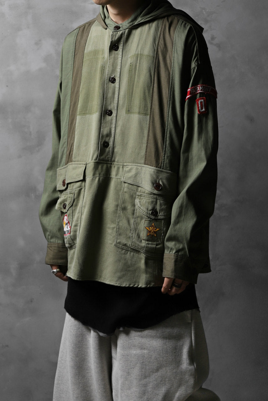 画像をギャラリービューアに読み込む, CHANGES VINTAGE REMAKE MILITARY HOODIE SHIRT-PARKA (KHAKI #A)