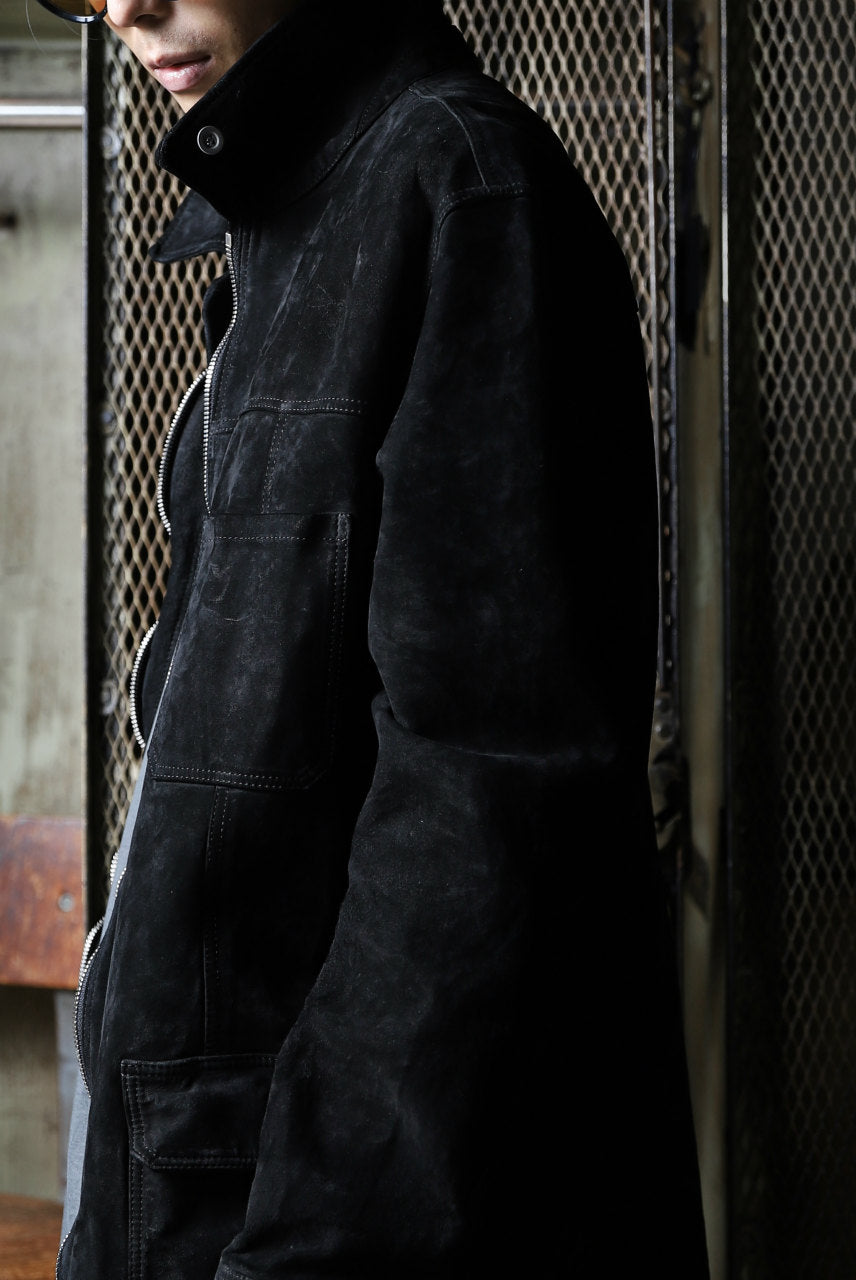 画像をギャラリービューアに読み込む, ISAMU KATAYAMA BACKLASH COVERALL JACKET / REVERSE CALF OBJECT DYED (BLACK)