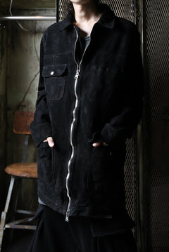 Load image into Gallery viewer, ISAMU KATAYAMA BACKLASH SUEDE COVER ALL BLOUSON / JAPAN CALF (WHITE TANNED / BLACK)
