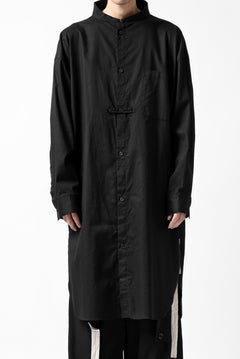 画像をギャラリービューアに読み込む, Y's STAND COLLAR LONG SHIRT / THIN TWILL (BLACK)